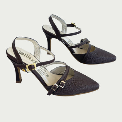 Stilettos en cuero medusa cacao Ref: 7012ZCAC
