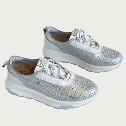 Tenis en cuero plata x blanco Ref: SD74XPL