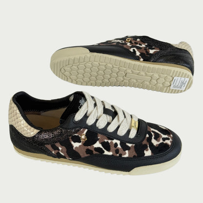 Tenis en cuero negro x animal print Ref: Ema