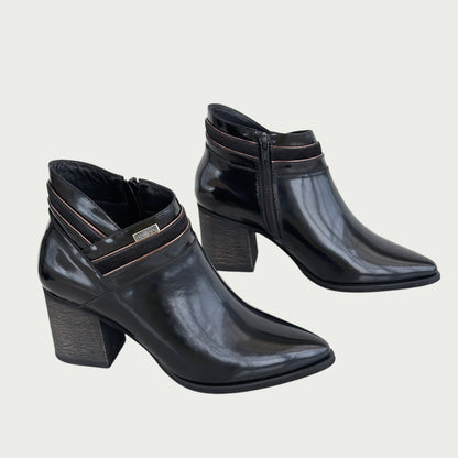 Botines en cuero charol negro Ref: HAUDRXPN