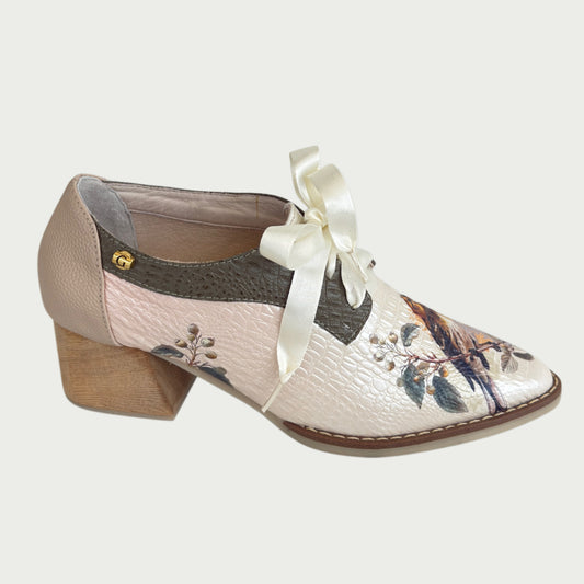 Botin en cuero talco x verde Ref: OX10ZBET
