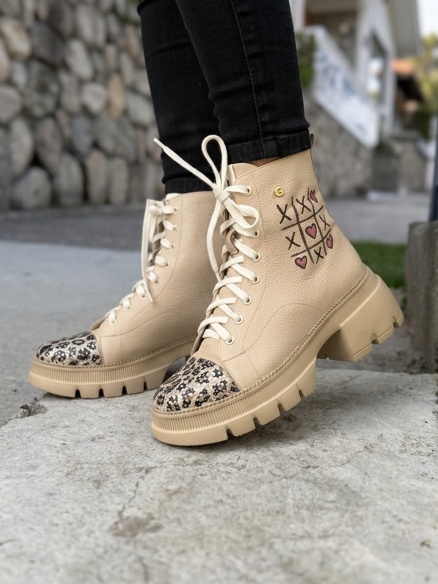 Bota en cuero nude x animal print Ref: 5492WPAR