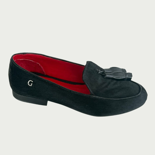 Mocasín en cuero x pelo negro margarita Ref: MARGAXPN