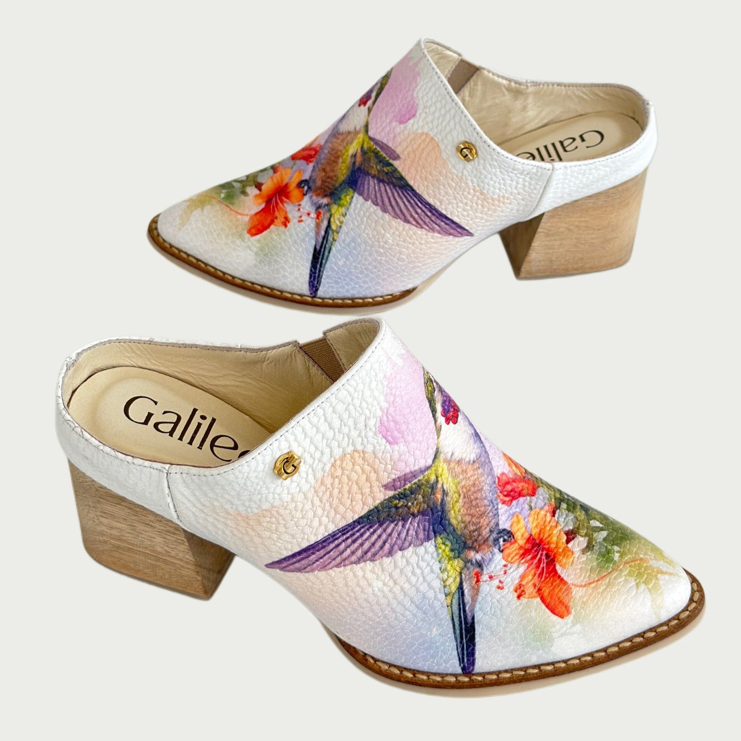 Zuecos en cuero colibrí morado Ref: B11XPCOL