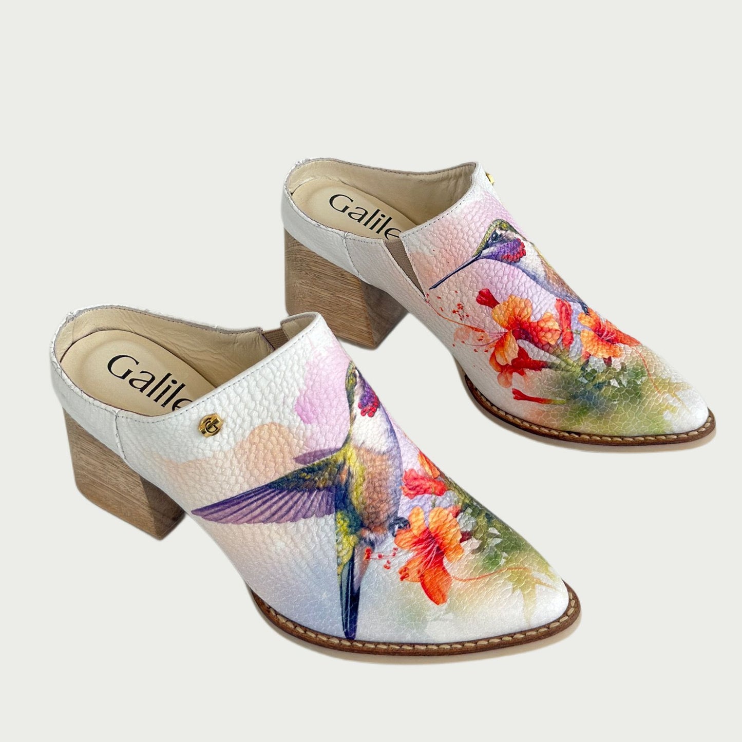 Zuecos en cuero colibrí morado Ref: B11XPCOL