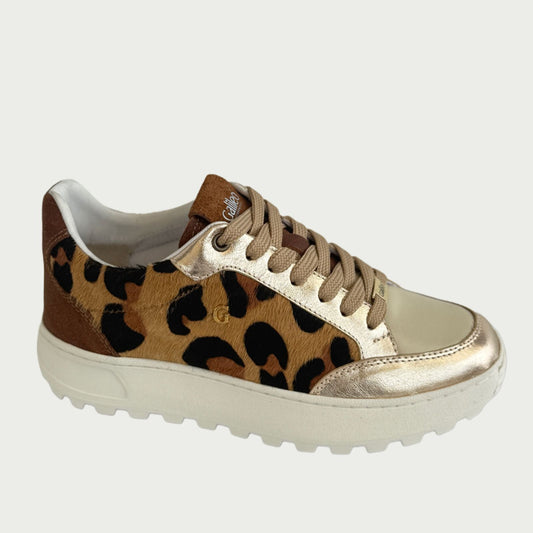 Tennis en cuero dorado x animal print Ref: SINAIXPMI