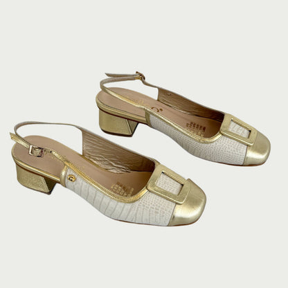Zapatos en cuero ostra x oro Ref: PC67XPOR