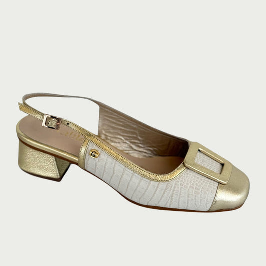 Zapatos en cuero ostra x oro Ref: PC67XPOR