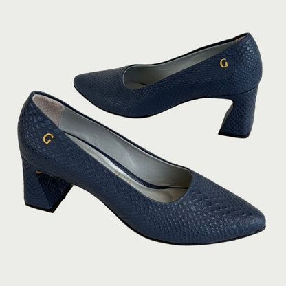Zapatos en cuero x folia azul Ref: 4750ZPAZ