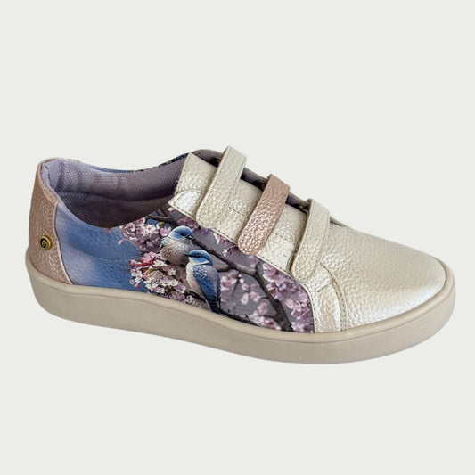 Tennis en cuero beige x folia pajaros Ref: T014XTLI