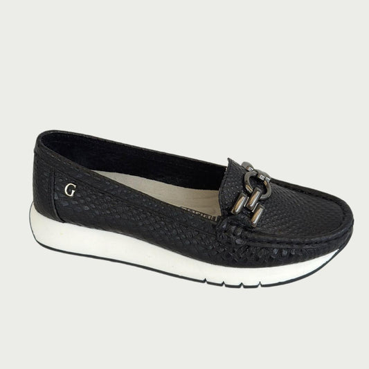 Mocasín en cuero negro Rf TBXPNGR