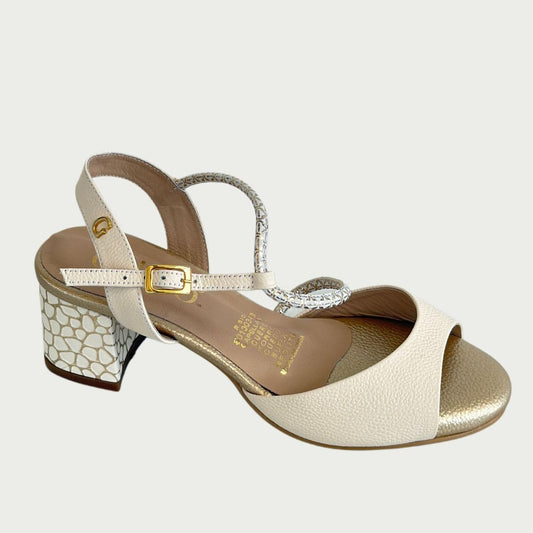 Sandalia en cuero beige x folia Ref: 249XPTA