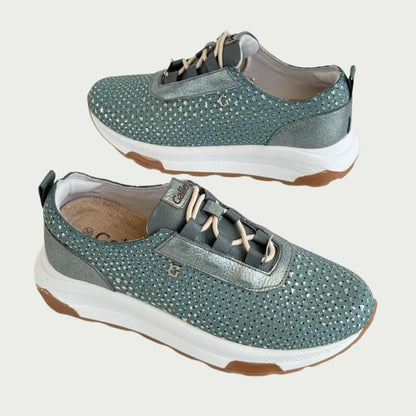 Tennis en cuero agave x verde metal Ref:SD74XP