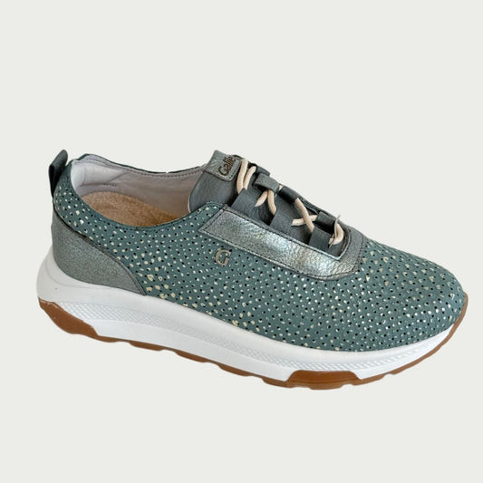 Tennis en cuero agave x verde metal Ref:SD74XP