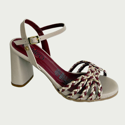 Sandalias en cuero arena x vino Ref: CORAXPAR