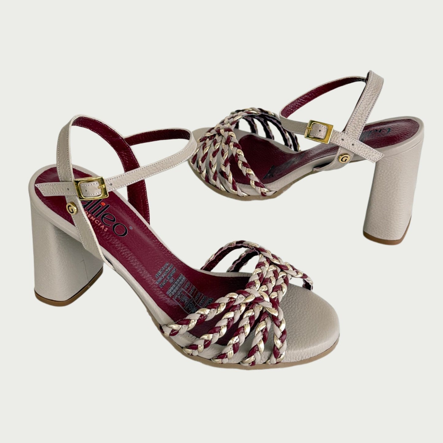 Sandalias en cuero arena x vino Ref: CORAXPAR