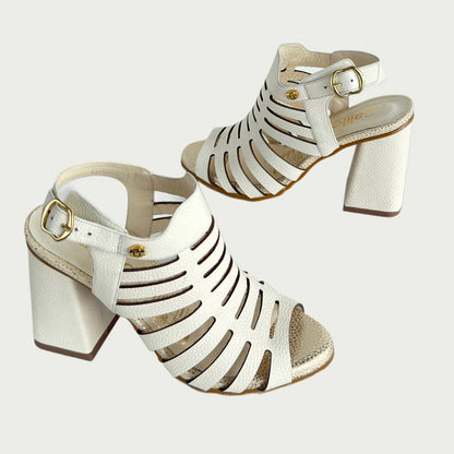 Sandalia en cuero beige x folia Ref: MOETNGB