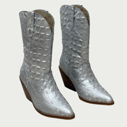 Bota texana en cuero plateado Ref: 1693