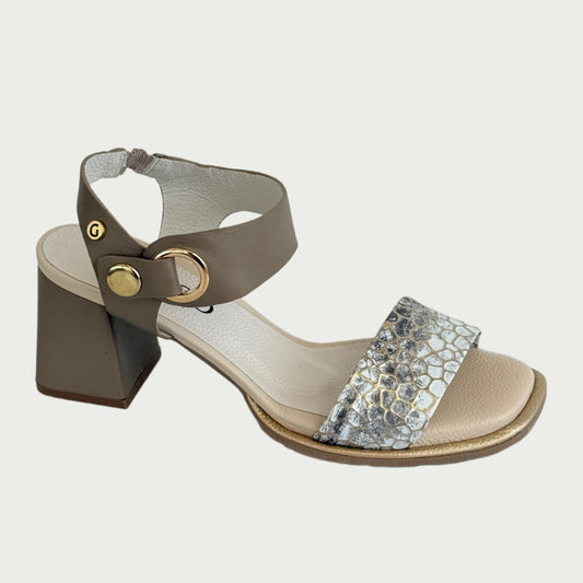 Sandalia en cuero beige x taupe Ref: 1613