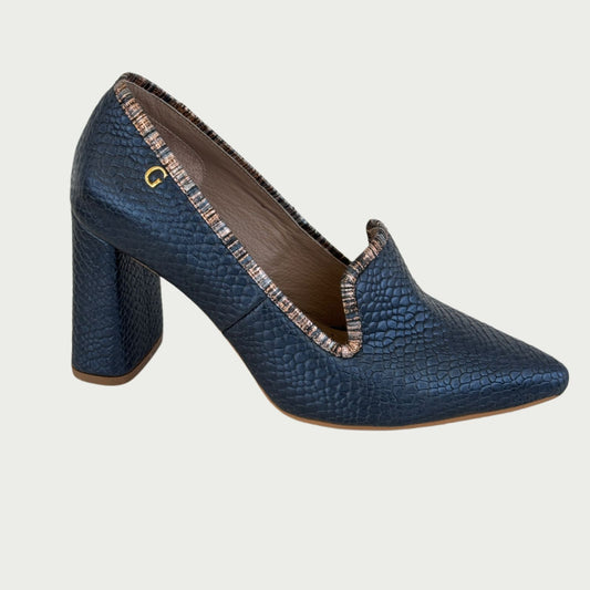 Zapatos en cuero x folia azul Ref: 6462NPZ