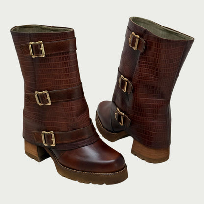 Botas en cuero miel Ref:  6396MMI
