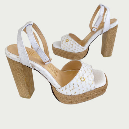 Sandalias en cuero blanco x yute Ref: 1006NPBL