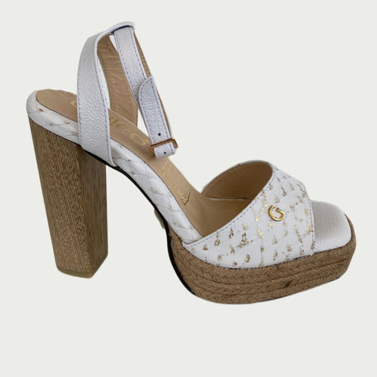 Sandalias en cuero blanco x yute Ref: 1006NPBL