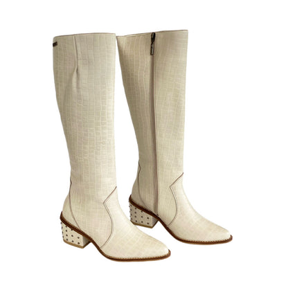 Botas en cuero beige x taches Ref: 6168NH6