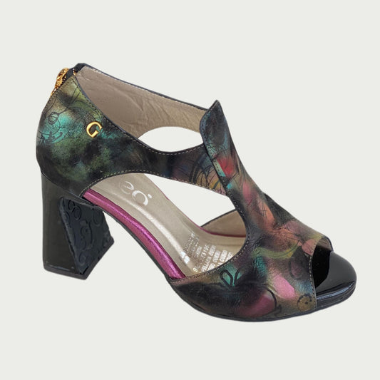 Sandalias en cuero negro x multicolor Ref: 6139NPN39