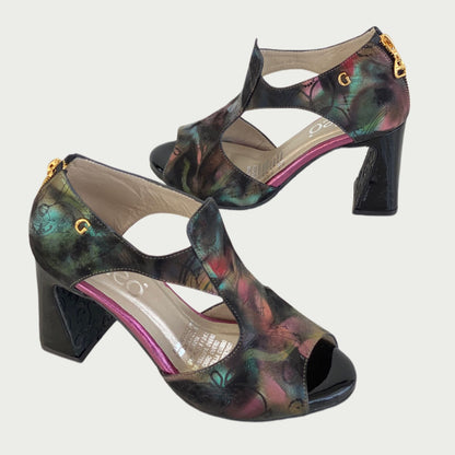 Sandalias en cuero negro x multicolor Ref: 6139NPN39