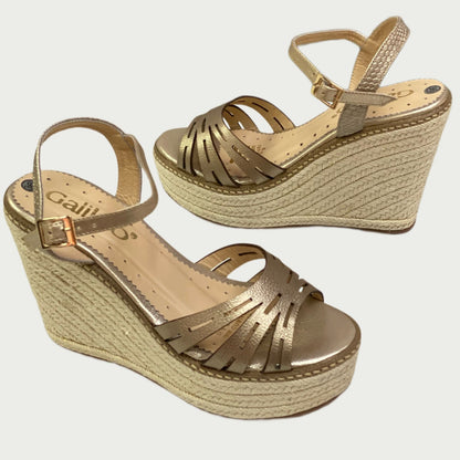 Sandalias en cuero bronce x yute Ref: 9630NME