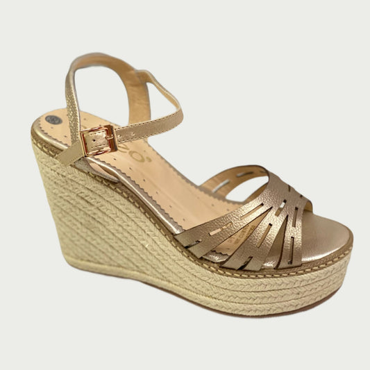 Sandalias en cuero bronce x yute Ref: 9630NME