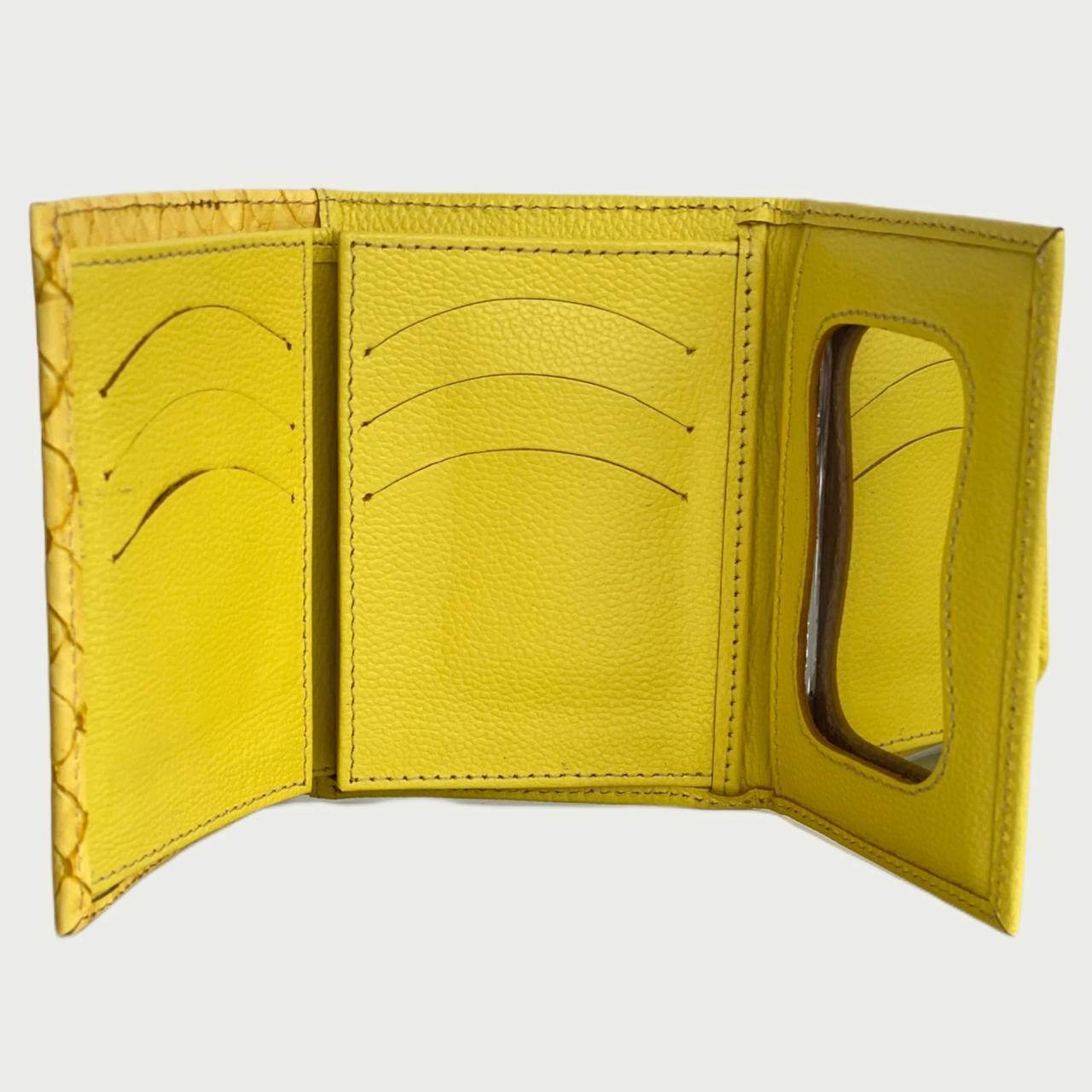 Billetera en cuero amarillo con espejo Ref: KARONPXX