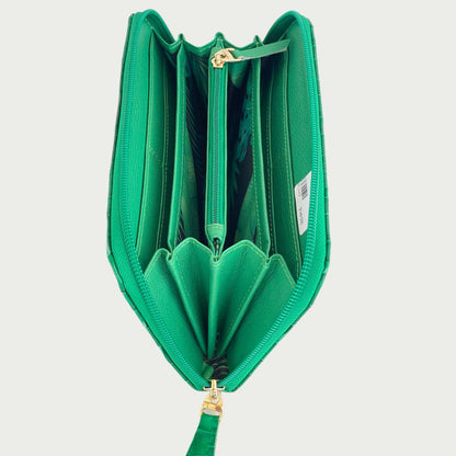 Billetera en cuero verde rectangular Ref: BILLNP