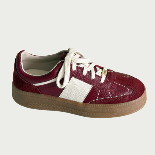 Tennis en cuero vinotinto x beige Ref: 704XP