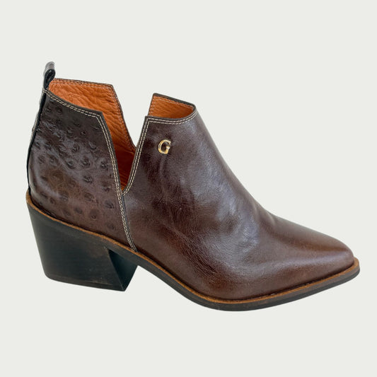 Botines en cuero marron x avestruz Ref: 1232XP
