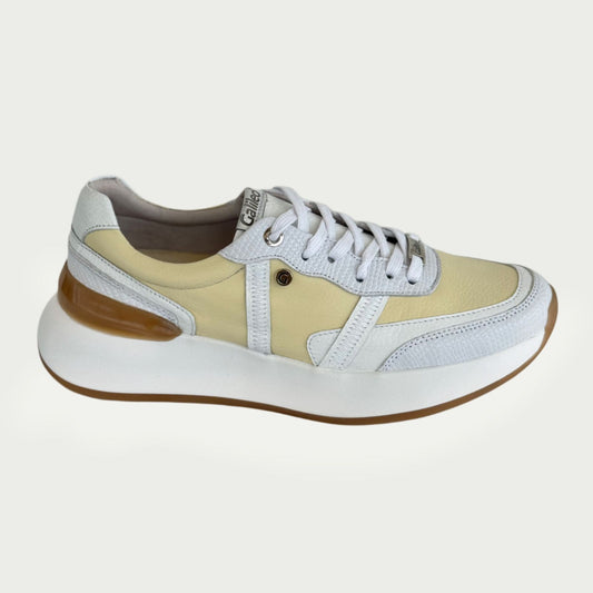 Tenis en cuero blanco x crema Ref: SD132ZCR