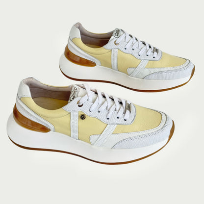 Tenis en cuero blanco x crema Ref: SD132ZCR