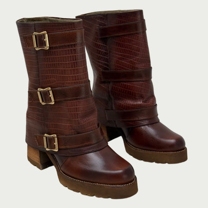 Botas en cuero miel Ref:  6396MMI