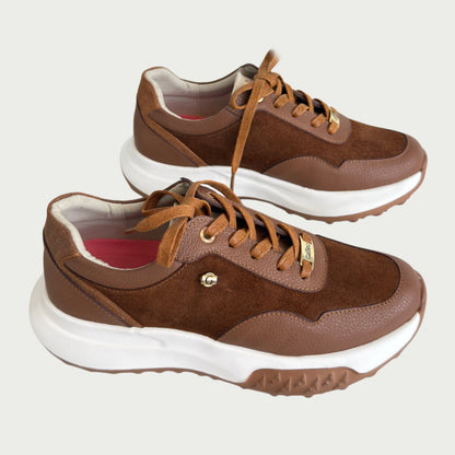 Tenis en cuero miel x gamuza Ref: 5714