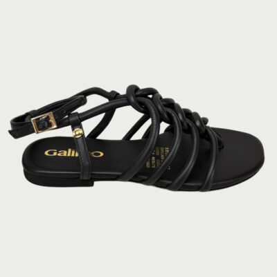 Sandalias cuero negro Rf 8011