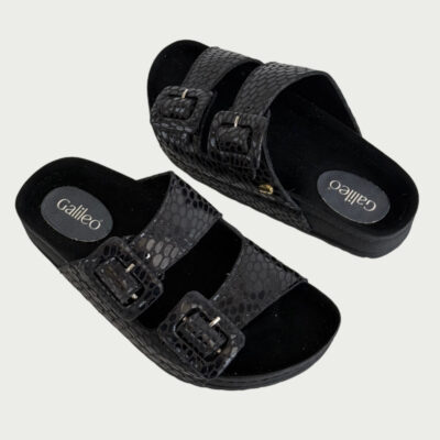 Sandalias cuero sharol negro Rf SK01 - Imagen 3