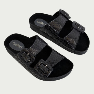 Sandalias cuero sharol negro Rf SK01 - Imagen 2