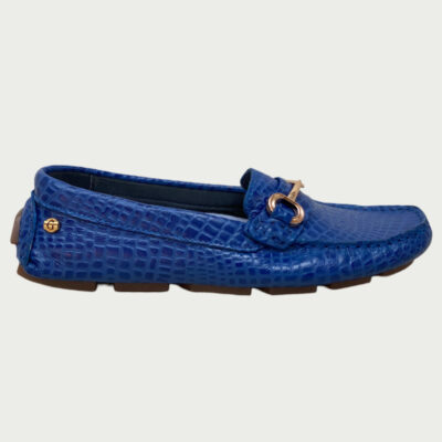 Mocasines cuero azul Rf 40024