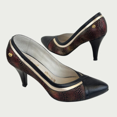 Zapatos en cuero folia negra x dorada Ref: ZA137NG7 - Imagen 2